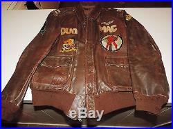 Rare Ww II Type A-2 Air Force, Us Army Painted Leather Flight Jacket