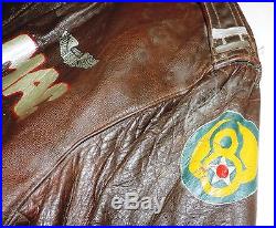 Rare Ww II Type A-2 Air Force, Us Army Painted Leather Flight Jacket