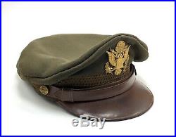REAL WWII US Army Air Force Crusher Cap Crush Hat Brooks California Size 7-1/4