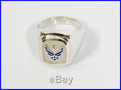 RING UNITED STATES AIR FORCE STERLING SILVER. SIGNET STYLE With. 03 ct. DIAMOND