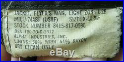 Rare 1970 Vietnam Era Us Air Force Man Flyer's Jacket Light Zone L-2b X-large
