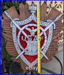 Rare USAF United States Air Force Coat Of Arms Wooden Wall Plaque Army