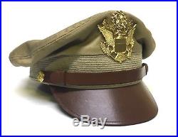 Reproduction US Army Air Force Khaki Cotton Crusher Cap Hat Made in USA 7-1/2