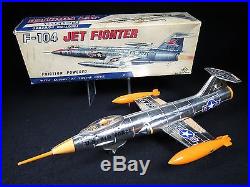 SCARCE F-104 JET FIGHTER AIRPLANE 14 ¾ USAF FRICTION SPACE TIN TOY ASC JAPAN