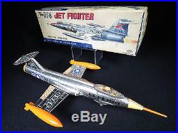 SCARCE F-104 JET FIGHTER AIRPLANE 14 ¾ USAF FRICTION SPACE TIN TOY ASC JAPAN