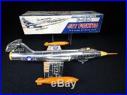 SCARCE F-104 JET FIGHTER AIRPLANE 14 ¾ USAF FRICTION SPACE TIN TOY ASC JAPAN