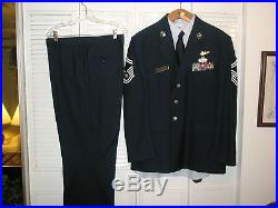 Set of USAF Air Force Blue Mens Poly/Wool Dress Service Coat Jacket 48 S