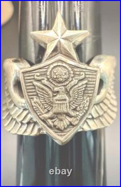 Sterling Silver Air Force Navigator Wings Badge Custom Ring