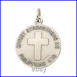 Sterling Silver United States Air Force Medal with Christ Cross Back, 3/4 Inch