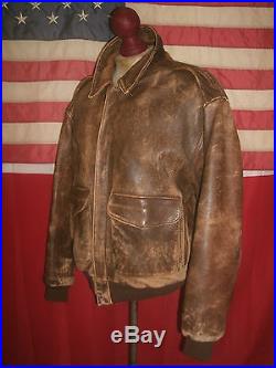 Superb Vintage AVIREX USAF Type A-2 Flight Bomber Pilot Leather Jacket. Size S