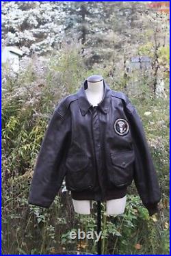 (Sz. L) AIR FORCE ONE VIP A-2 Leather Bomber Jacket 2001 US WINGS 30-1415 USAF