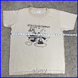 True Vintage 418th NIGHT FIGHTER Squadron Shirt USAF WW2 Size XL Donald Duck
