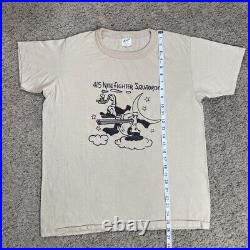 True Vintage 418th NIGHT FIGHTER Squadron Shirt USAF WW2 Size XL Donald Duck