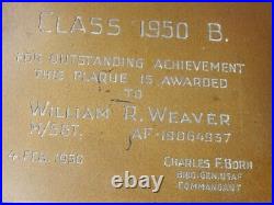 USAFE Academy Class 1950 B Outstanding Achievement Brass/Bronze Plaque Estate
