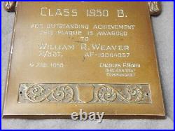 USAFE Academy Class 1950 B Outstanding Achievement Brass/Bronze Plaque Estate