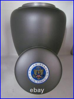 USAF AIR FORCE logo Aluminum Granite Gray Adult Urn for Ashes 200 CU. IN