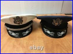 USAF Air Force Officers 2 Service Hats FLIGHT ACE Dress Uniform 7 1/2 + Beret