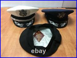 USAF Air Force Officers 2 Service Hats FLIGHT ACE Dress Uniform 7 1/2 + Beret