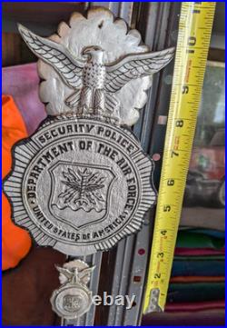USAF Air Force Security Wood Shield Art and full size metal Shield