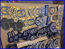 USAF Air Force Used/New Mixed Lot 69 Patches, 2 Stickers, Command Civil Fire Prime