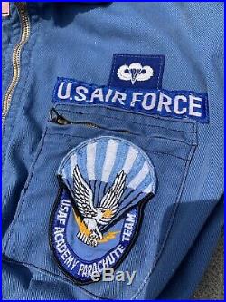 USAF Air Force Wings Of Blue Vintage VTG Parachute Skydiving Flight Suit TOPGUN
