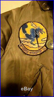 USAF CONTRACT 1950's TO VIETNAM 3 PATCH FLIGHT JACKET N2B WITH ATTACHED HOOD