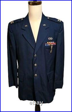 USAF Dress Blue Jacket Ribbons Medals VTG 1997 National Guard Size 44 Reg VTG