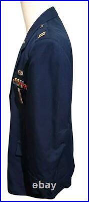 USAF Dress Blue Jacket Ribbons Medals VTG 1997 National Guard Size 44 Reg VTG