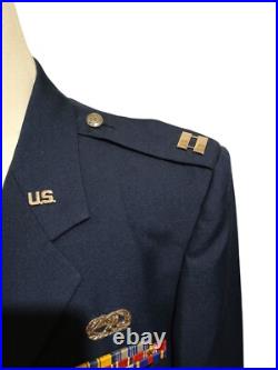 USAF Dress Blue Jacket Ribbons Medals VTG 1997 National Guard Size 44 Reg VTG