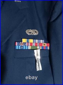 USAF Dress Blue Jacket Ribbons Medals VTG 1997 National Guard Size 44 Reg VTG