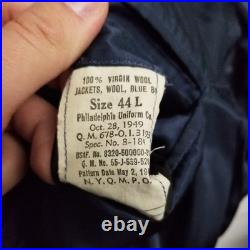 USAF Ike Jacket Mens Size 44lL Blue US Air Force Coat Dress Uniform Wool 40s 50s