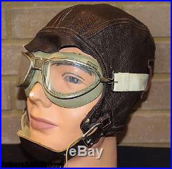 USAF Leather Skull Cap & Goggles. NICE! LQQK