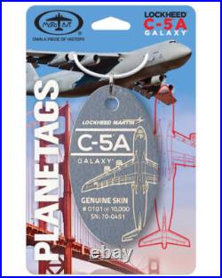 USAF Lockheed Martin C-5A Galaxy 70-0451 Grey Aluminum Jet Plane Skin Bag Tag