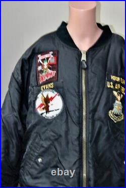 USAF MA-1 Black Flyers Flight Jacket XL Crew Chief 320th Training Squadron TRS