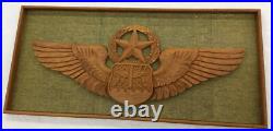 USAF Master Navigator Wings, Carved Wood, In Frame