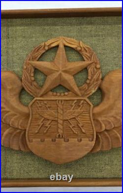 USAF Master Navigator Wings, Carved Wood, In Frame