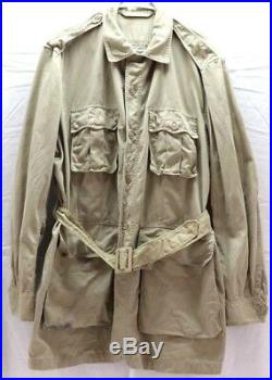 USAF Tan Man's Cotton Jacket 4 pockets with belt size 48 XL used M8388