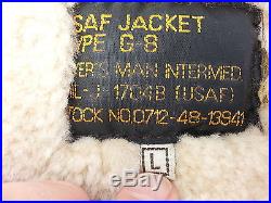 USAF Type G-8 Flight Bomber Sheepskin Shearling Heavy Leather Jacket Size Large