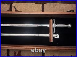 USA Airforce Academy Cadet Sword With Scabbard And Usafa Etching + Display Case