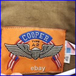 US AIR FORCE COOPER FLYERS MEN'S LEATHER BOMBER TYPE A2 JACKET 46R Original Tag