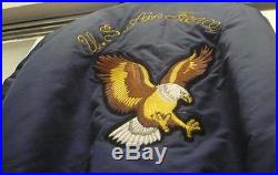 US AIR FORCE USAF BLUE LARGE JACKET EMBROIDERED/EAGLE /AMERICAN FLAG TIMBER KING