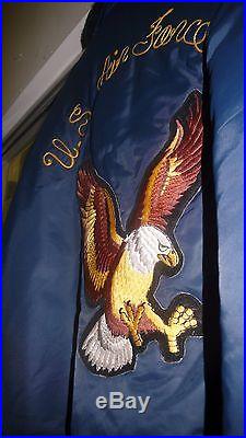 US AIR FORCE USAF BLUE LARGE JACKET EMBROIDERED/EAGLE /AMERICAN FLAG TIMBER KING