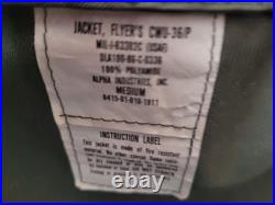 US AIR Force USGI Genuine Flyers Jacket Foilage Green Sized Medium Excellent