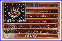 US Air Force 13th Air Force Challenge Coin Display Flag 70-100 Coins Trad