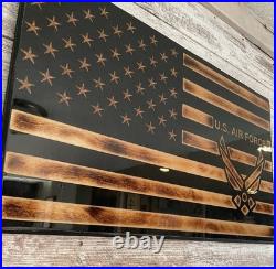 US Air Force American Flag! 24 X 16 CNC Machined Rustic Wooden