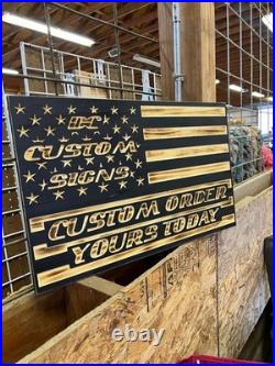 US Air Force American Flag! 24 X 16 CNC Machined Rustic Wooden