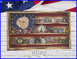 US Air Force CMSgt Chief Rustic Coin Flag Display Handmade in USA USAF Gift
