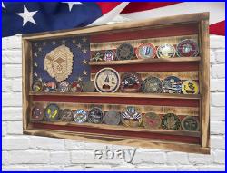 US Air Force CMSgt Chief Rustic Coin Flag Display Handmade in USA USAF Gift