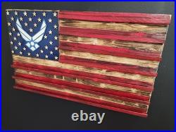 US Air Force Challenge Coin Display Holder Shelf Handmade Wood Rustic Flag Gift