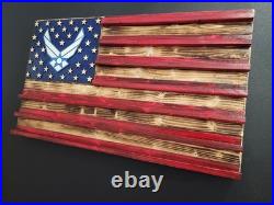US Air Force Challenge Coin Display Holder Shelf Handmade Wood Rustic Flag Gift